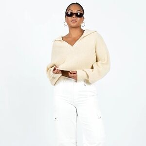 Princess Polly Quinten Sweater Cropped Cream size small medium